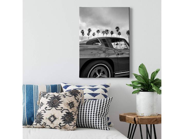 Leinwandbild Oldtimer Polyester PVC / Fichtenholz Grau 50 x 70cm