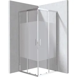 Neuesbad Quadratische Duschkabine, Chrom, Streifen Glas Dekor E, 80x80x195 cm NB1DEKYC0E88P1