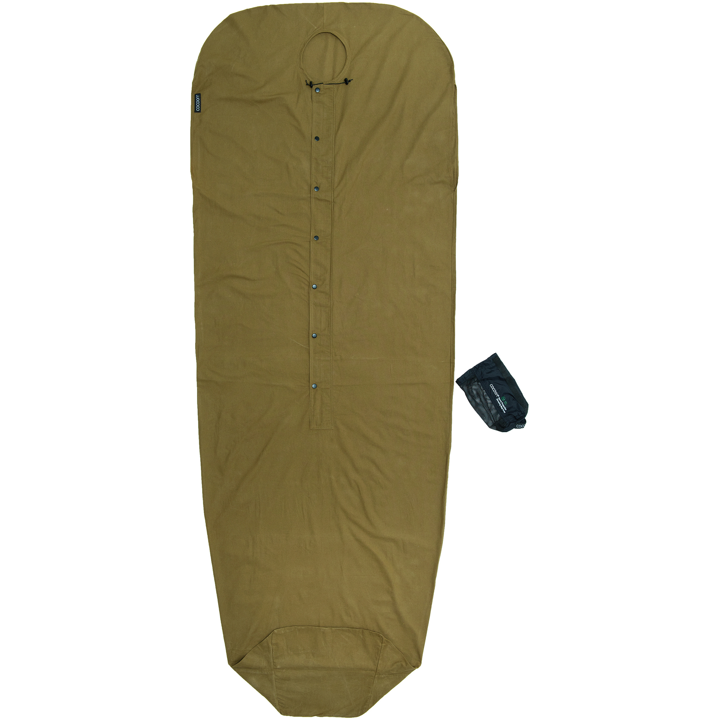 Cocoon Funkenschutz Schlafsackhülle Reisekissen gruen Größe 225x85/60cm Camping