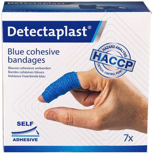 Detectaplast Fixierbinden blau, 7 Stück, selbsthaftend ohne Klebstoff, 3 Größen