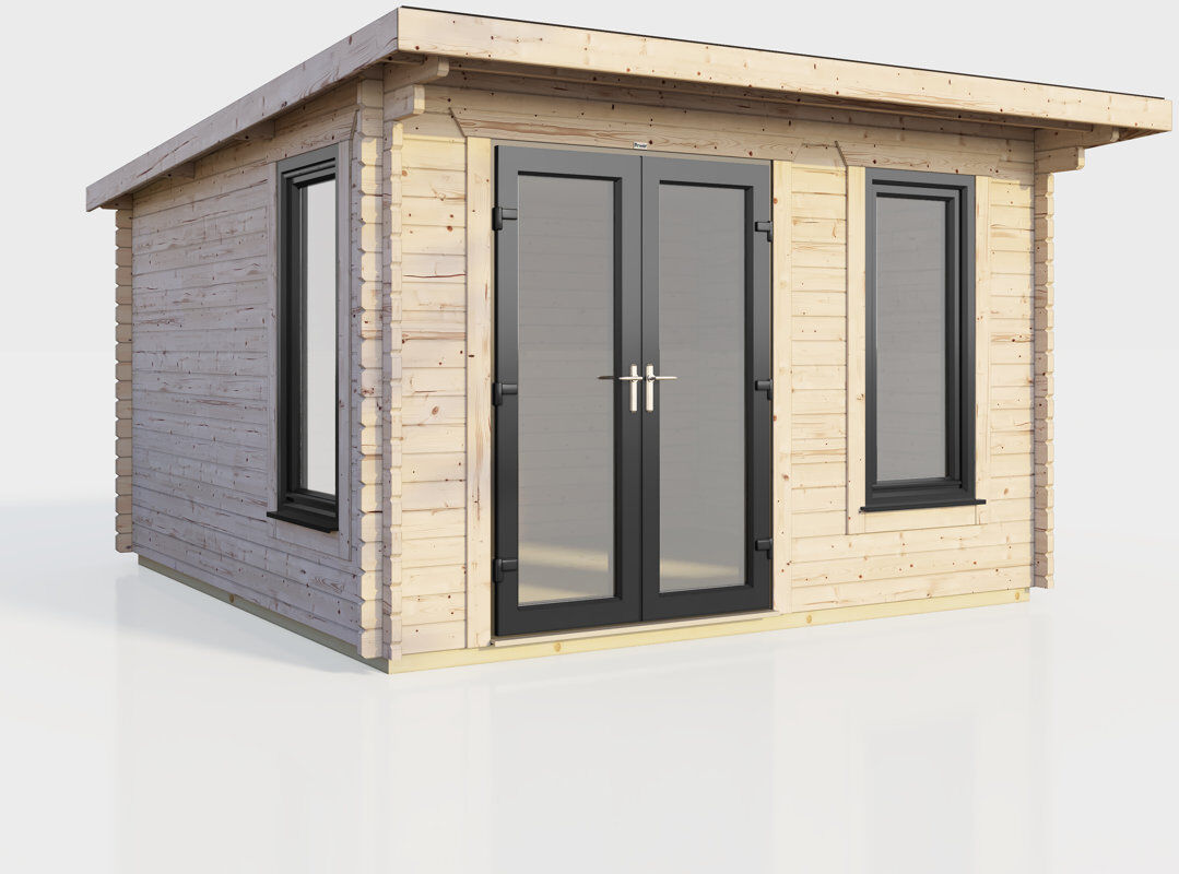 Powersheds 12 x 10ft Pent Log Cabin, Doors to the Left - 44mm