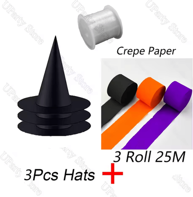 Inspire Curations Hanging Witch Hat Set Halloween Witch Hats Floating Wizard Decorations For Home & Party Decor 6pcs Mixed B