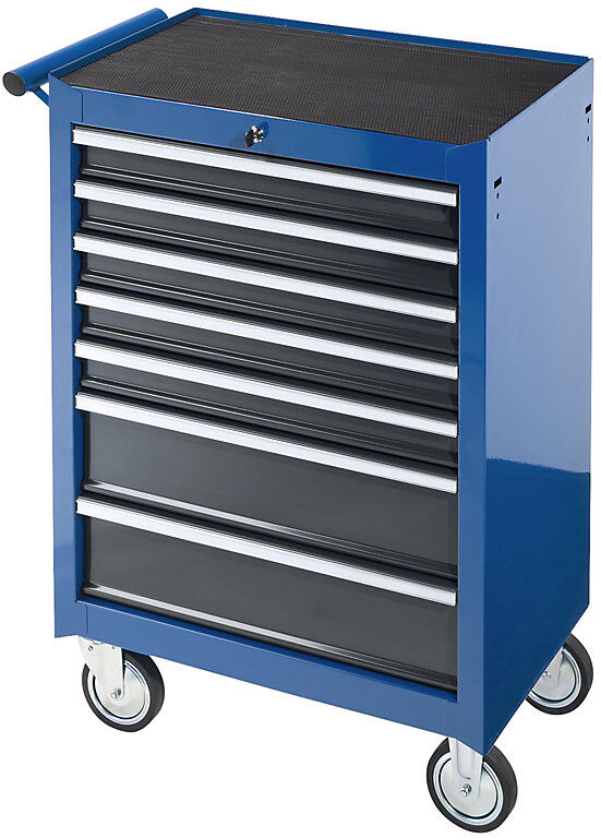 kaiserkraft Werkstattwagen, HxBxT 995 x 680 x 458 mm, 7 Schubladen, blau