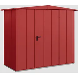 Hörmann Ecostar Aktionsangebot Metall-Gerätehaus Elegant mit Satteldach Typ 1, 259 x 121 cm, inkl. Aluminium LED-Magnetlampe mit Bewegungssensor,purpurrot,2,6 m2