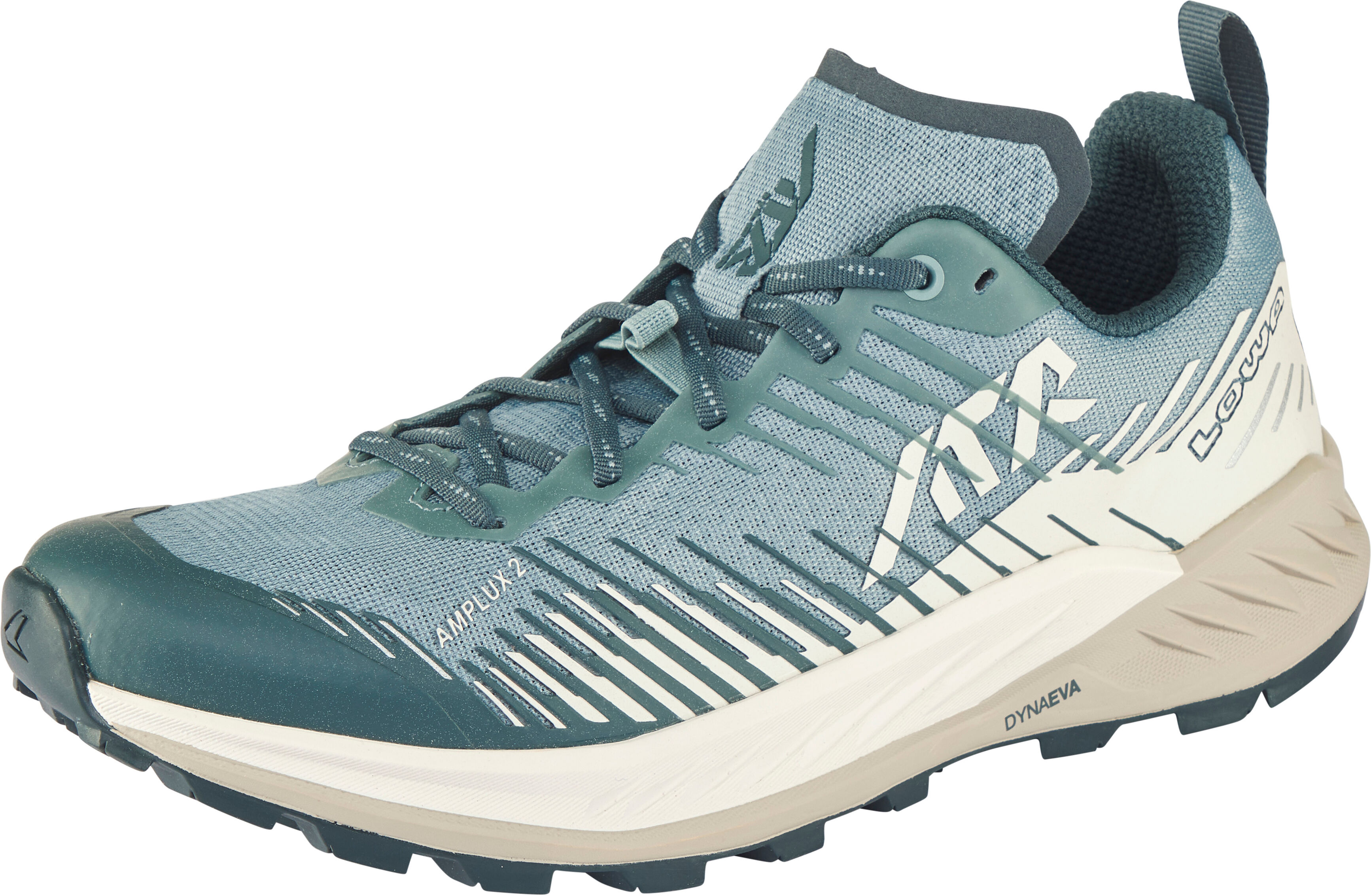 Trailrunningschuh LOWA "AMPLUX 2 WS", Damen, Gr. 42,5, atmungsaktiv, blau (rauchblau, blau), Textil, Schuhe Trailrunningschuh rauchblau, blau 42,5, atmungsaktiv