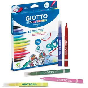 GIOTTO-Fila Textilmarker Decor Textile, sortiert, Strichbreite 1-4mm, waschfest bis 40 Grad, 12 Stück