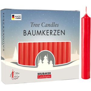 BRUBAKER Kerzen Candlelights, Baumkerzen, rot, Ø 1,25 cm, Höhe 9,5 cm, 20 Stück