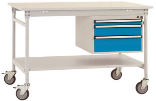 Manuflex BB5381.5012 Komplett-Beistelltisch BASIS mobil mit Melamin-Platte + Gehäuse-Unterbau, BxTxH: 1500 x 800 x 850mm
