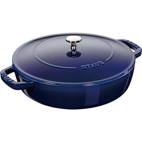 Staub Chistera braadpan van gietijzer, donkerblauw, B/D/H: 31.7 x 24 x 11.6 cm