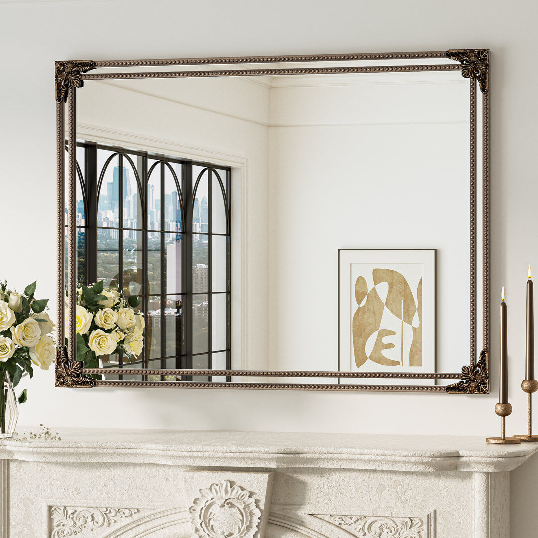 EUkeonjinn Iron Rectangle Wall Mirror Antique Gold 101.6cm x 76.2cm