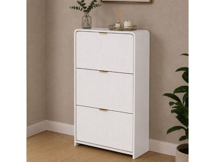 Milton & Oldbrook Armoire à Chaussures 3 Niveaux Odda Blanc