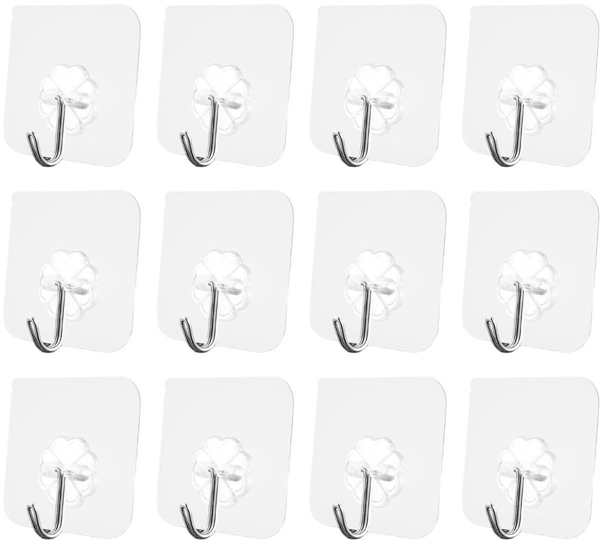 Dailygoods Wandhaakjes Zelfklevend - 12 Stuks - Transparant - Waterdicht