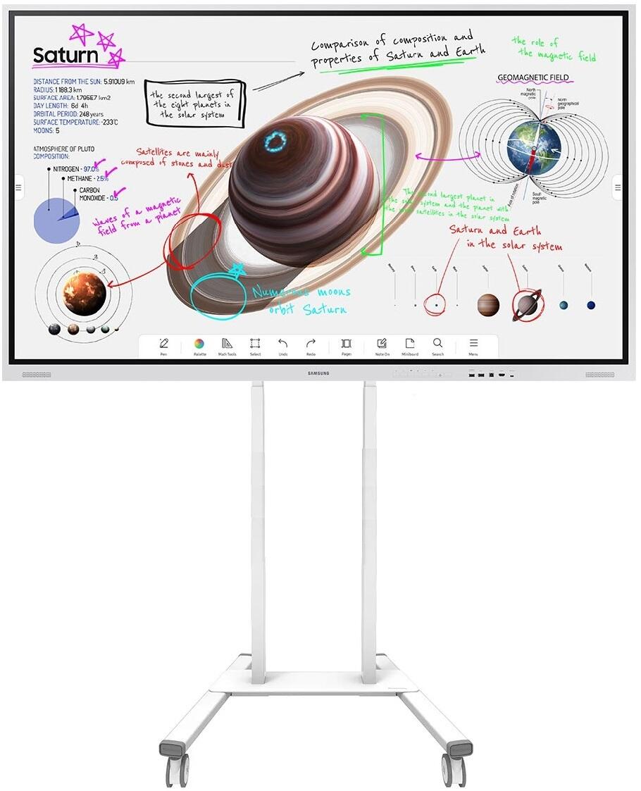 Samsung Flip Pro WM75B Flipchart 190,5 cm 75 Zoll inkl. Neomounts FL55-875WH1 motorisierter Rollwagenhöhenverstellbar LH75WMBWLGCXEN+FL55-875WH1