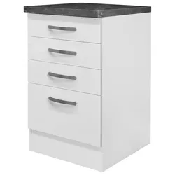 Küchenunterschrank Alba ca. 50x86 cm Weiß Hochglanz