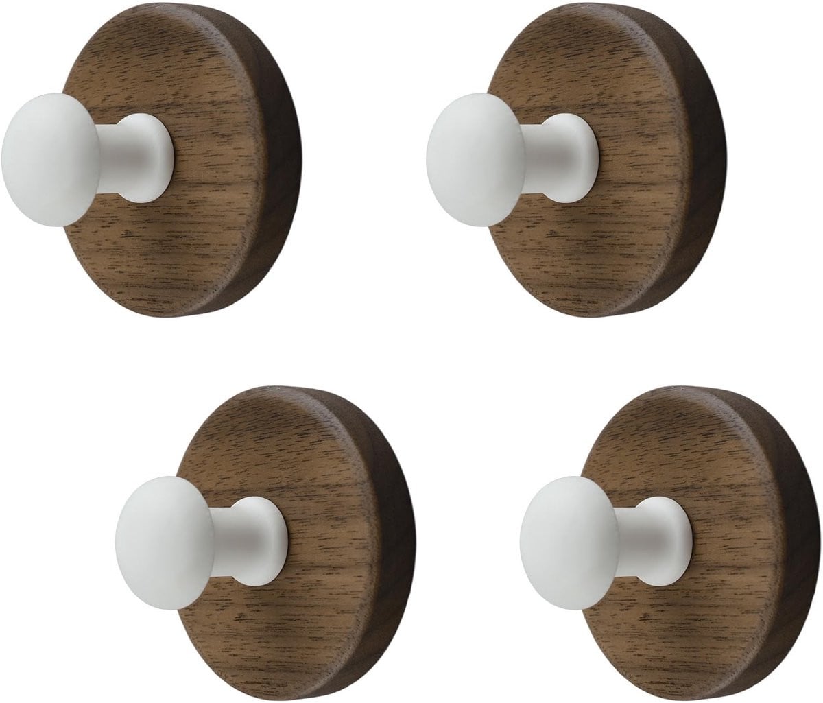 Dailygoods Cosensi Dailygoody Wandhaken - 4 stuks - Wit - Houten decoratieve haakjes voor hoed, tas en rugzak