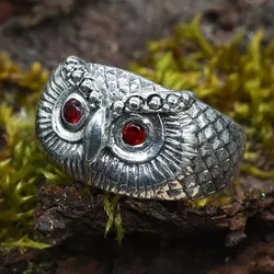 Drachensilber Eulen Ring Schmuck edel 925 Silber 52 - Silber