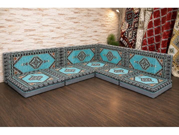 CaddeBuy Sofa Orientalische Sitzecke 9-teilig – Handgefertigtes Bodensofa, 9 Teile