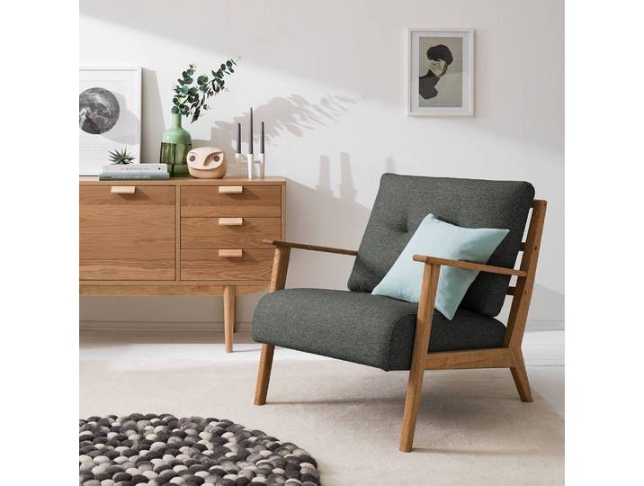 Sessel Grau/Dunkelgrau Webstoff Inze 83 x 80 x 75cm