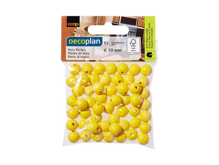 Oecoplan Holz-Perlen Poliert ⌀ 1 cm 52 Stück