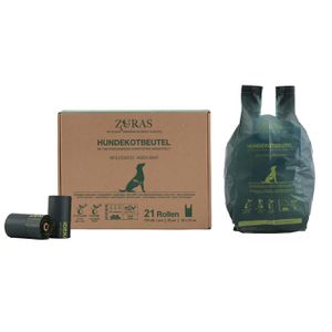 ZURAS Hundekotbeutel, 315 Beutel (21 Rollen je 15 Beutel), 23 x 33cm, 15 Stück