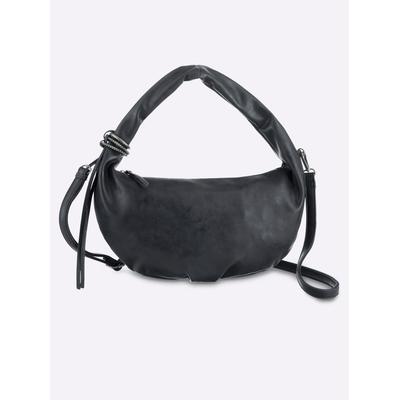 Umhängetasche HEINE, Damen, Gr. B/H/T: 36cm x 20cm x 5cm, schwarz (marine), Viskosemischung, unifarben, Taschen Umhängetasche