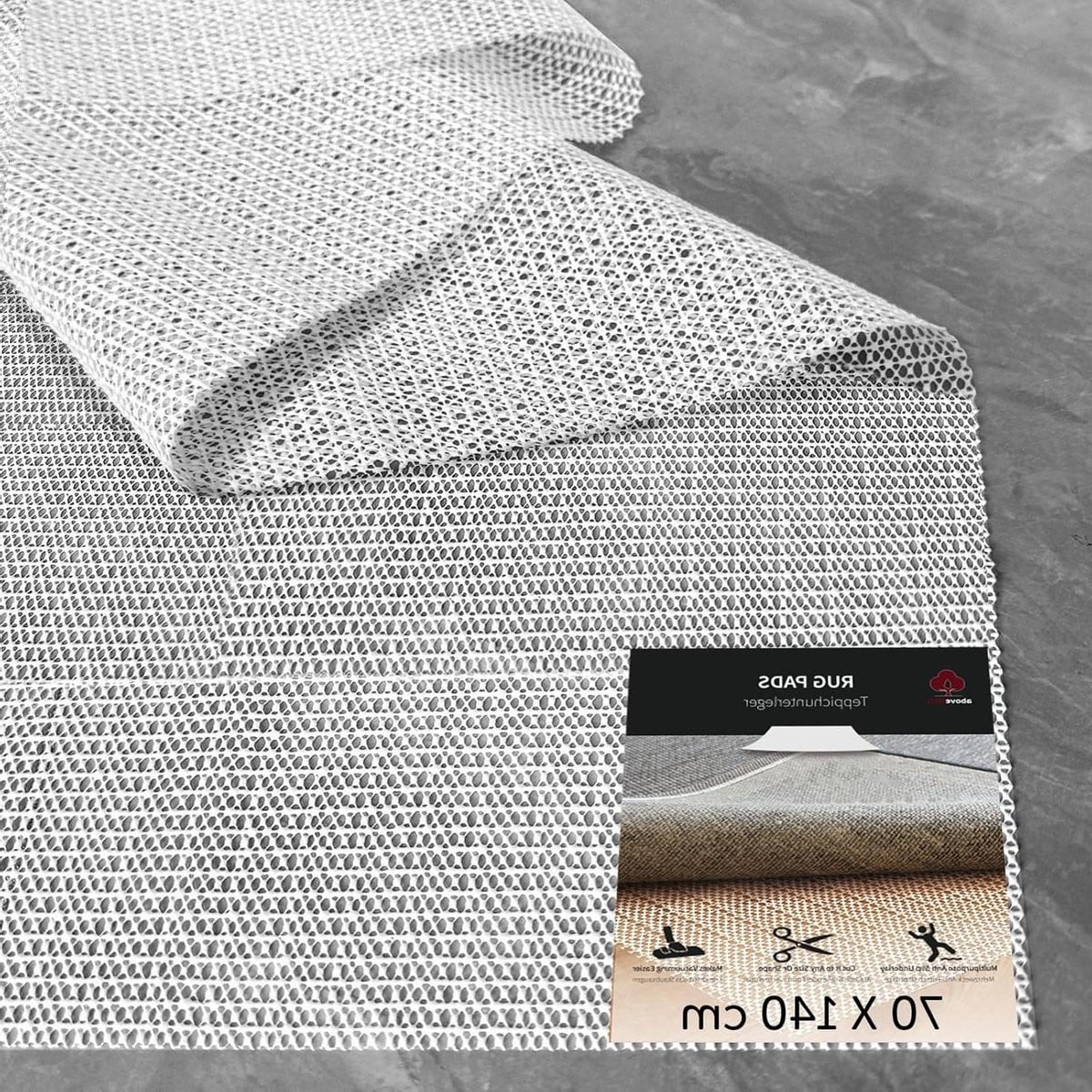 Wit antislipmat voor tapijt met dubbelzijdige grip, 70 x 140 cm
