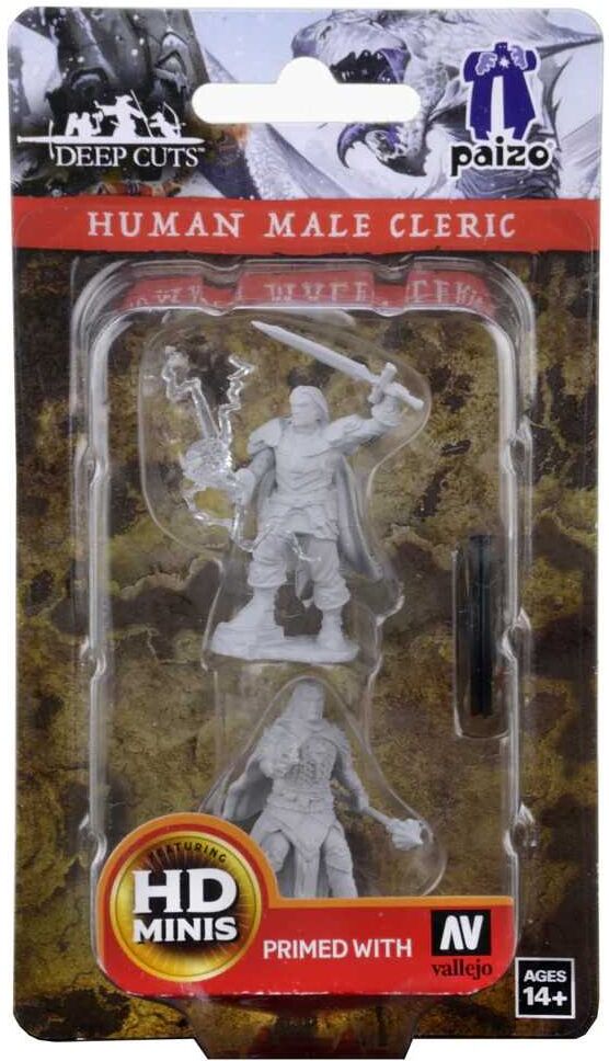 Wiz Kids LLC Pathfinder Deep Cuts Unpainted Miniatures: Human Male Cleric for Tabletop Gaming by WizKids
