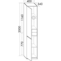 Burgbad Hochschrank Lin20 Acryl/Lack Matt 2000x400x345 Trend-/RAL-Farbe Matt, HSPN040LF5383 HSPN040LF5383