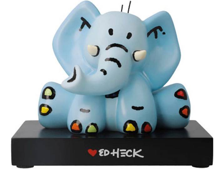 Dekofigur GOEBEL Ed Heck - Elephant in the Room , blau (bunt), B:17,5cm H:14,5cm T:11cm, Porzellan, Dekofiguren, Dekofigur