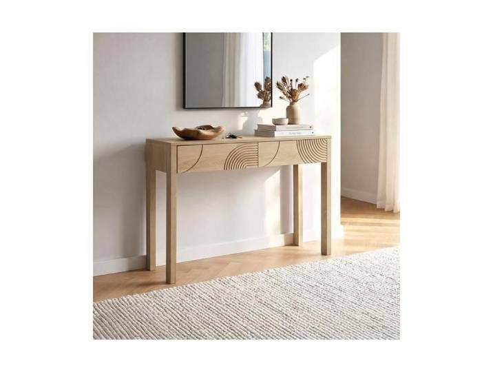 Sicaan console scandinave 100cm 2 tiroirs finition chêne saskia