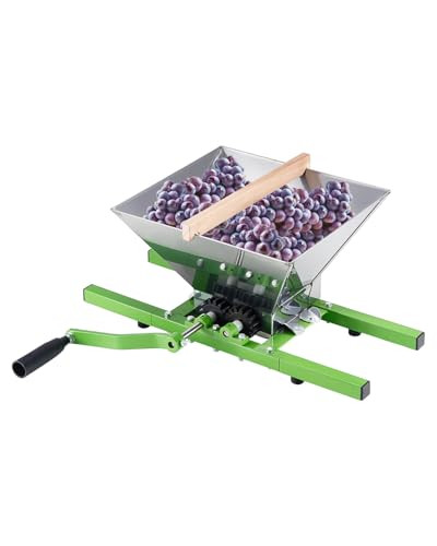 VEVOR Handmatige fruitwijnpers met roestvrijstalen mand, 7 liter, zilver en groen
