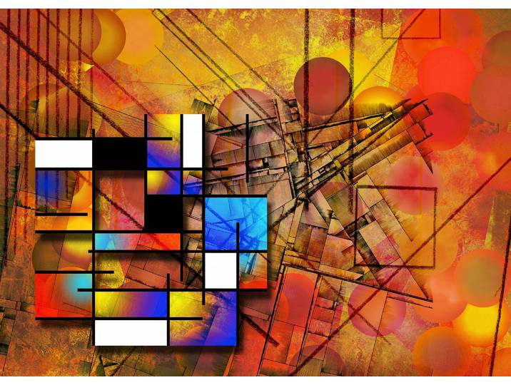 Fototapete PAPERMOON MODERNE KUNST-ABSTRAKT MALEREI 3D GEOMETRISCH ART , bunt, B:1,5m L:1,11m, Vlies, Tapeten, Fototapete