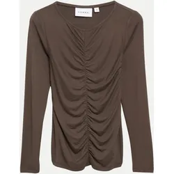 Langarmshirt mit Raffung Braun 44