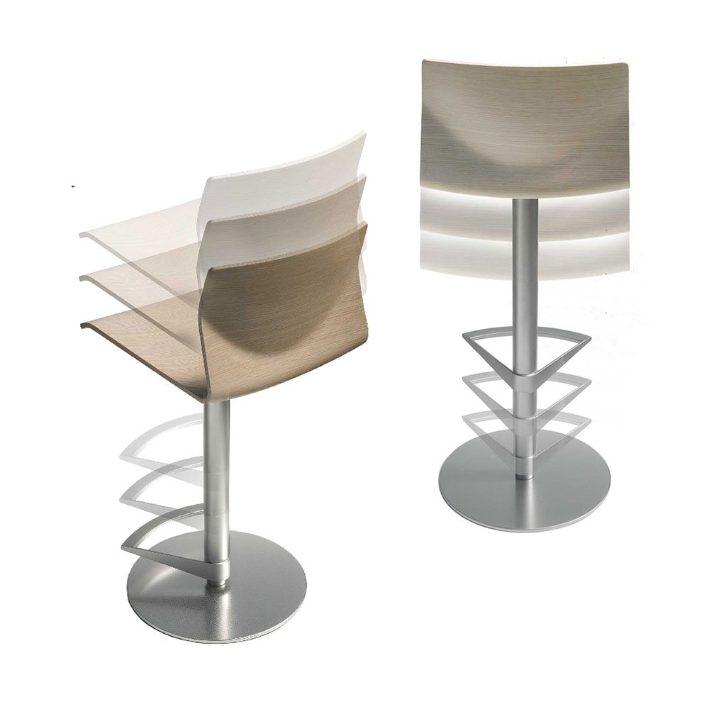 Lapalma Kai S39 Barhocker (Edelstahl, Leder grau (C10)) Edelstahl | Leder grau (C10) S39C10