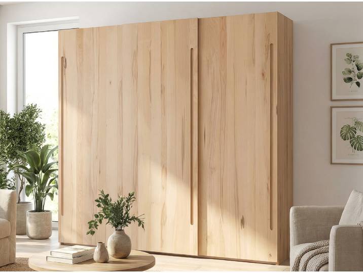 Schiebetürenschrank aus Kernbuche „Ludwig“ 3-türig Massivholz Buche