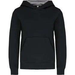 Kariban Kinder Kontrast Kapuzen Sweater Hoodie K453 black/fine grey 12/14