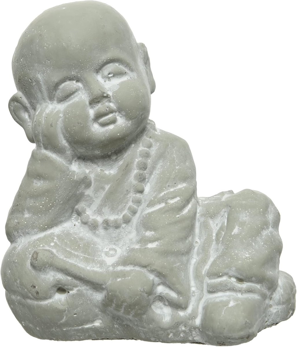 Handgemaakt Monnik Beeld Decoratie Sculptuur Grijs Hoogte: 17 cm