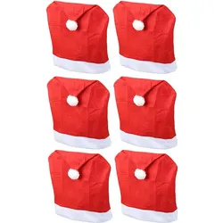 Weihnachten Stuhlhussen 6er Set I Rot I Nikolausmütze I Stuhlbezüge Esszimmer Weihnachtsdeko Weihnachtsmütze Sesselüberzug Husse für Schwingstuhl