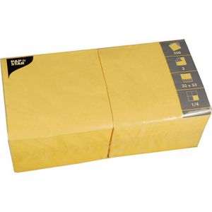 Papstar Servietten 12485, gelb, 33 x 33 cm, 1/4-Falz, 3-lagig, 250 Stück