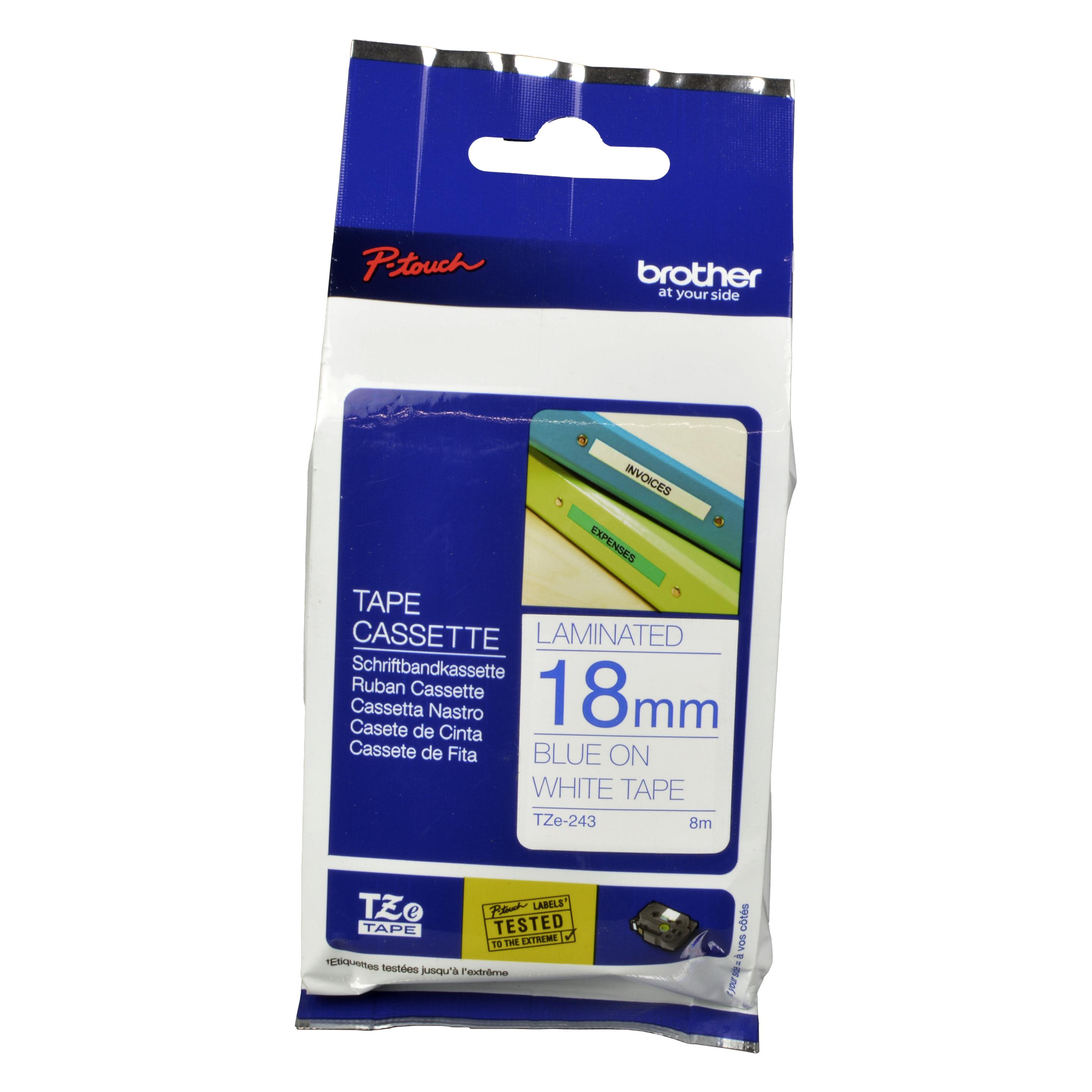 Brother Tze-243 (1.80 cm, Blau, Weiss) (TZ-243)