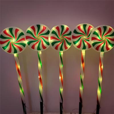 Multicon Wholesale Hub Candy Cane Stake Lights, Christmas Solar Pathway Lights, Waterproof Holiday Decorations Lawn Light green