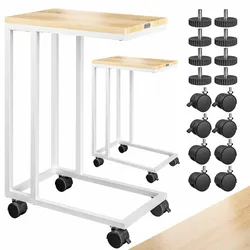 CASARIA® 2x Beistelltisch mit Rollen 50x35x70cm weiß