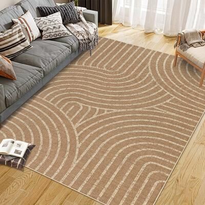 Garvee Modern Abstract Vintage Rainbow Easy Jute Area Rug