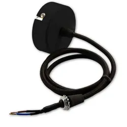 ISOLED Deckenbaldachin rund 60mm, schwarz inkl. 2-pol. Stoffkabel 1,5m ISO-114940