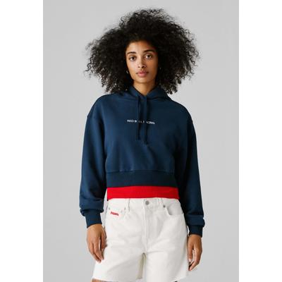 Kapuzenpullover "Kapuzenpullover CROPPED LOGO HOODY", Damen, Gr. L, dulwich blau, 53% Lyocell, 47% Baumwolle, RED BULL RACING X PEPE, Pullover Kapuzenpullover