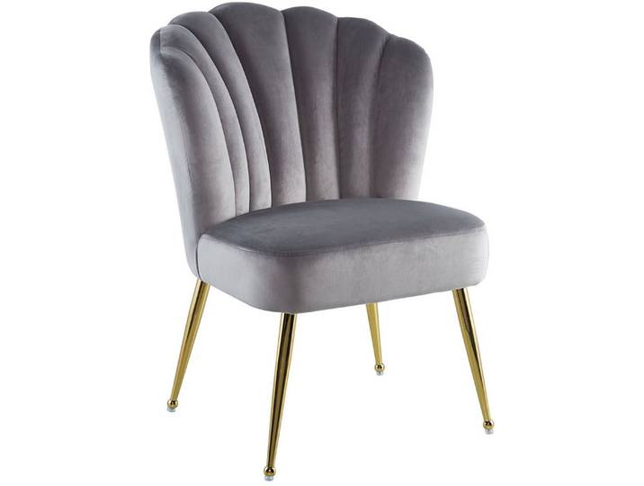 Kayoom Polsterstuhl Stuhl Lalie 125, Rückenlehne im Retro-Stil, ausgefallene Rückenlehne (1 St), Rückenlehne in Muschel-Design, Samtbezug, goldene Metallbeine