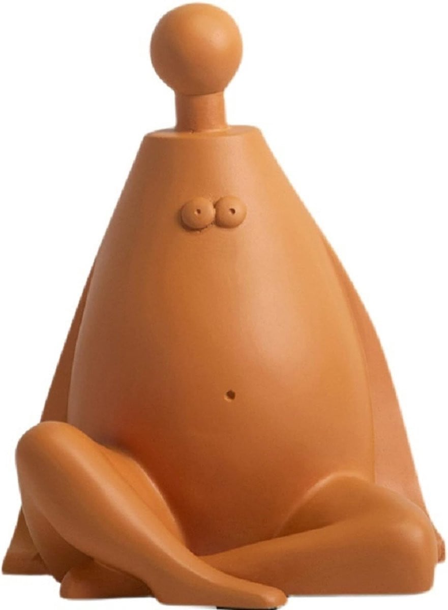 Modern Grijs Yoga Beeldje met Buik Decoratie, Hoogte: 18 cm