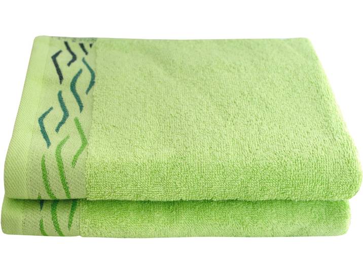 Handtücher DYCKHOFF Wave , grün, B:50cm L:100cm, Frottier, Baumwolle, Handtücher, Handtücher, mit Jacquard-Bordüre