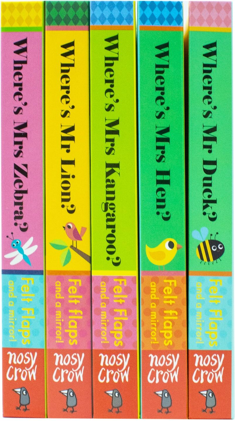 Nosy Crow Felt Flaps And A Mirror! 5 Books Collection Set by Ingela P Arrhenius - Board Book - Ages 0-5 - Felt Flap Touch & Feel Animal Stories Gift Set