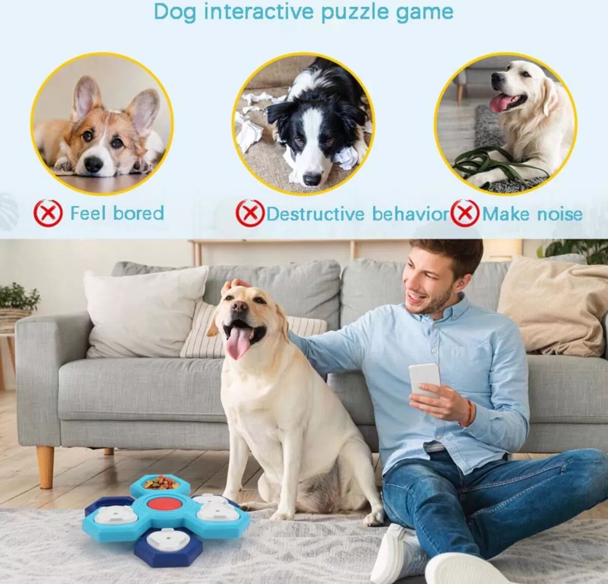 INF Gamelle Interactive Rotative pour Animaux - Jouet Puzzle Amusant pour Chiens et Chats